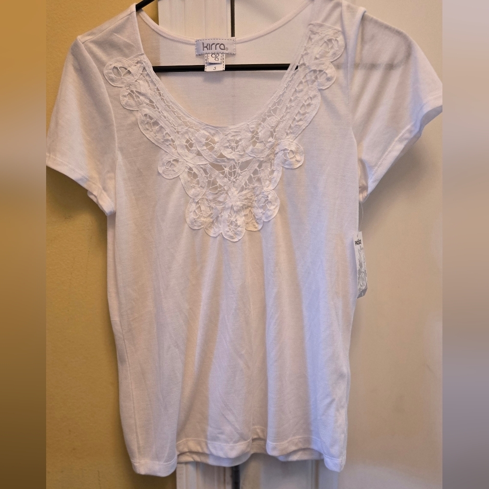 Kirra Women's White Elegant Blouse with Lace Festival Feminine